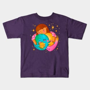 Hug Day Hand Drawn Solar System Kids T-Shirt